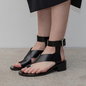 WORN ONCE Osoi Tozle Black Leather Heeled Sandals Size US 5